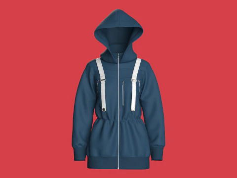 Girls Hooded Jacket 3D Model