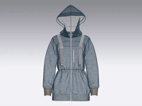 Girls Hooded Jacket 3D Model