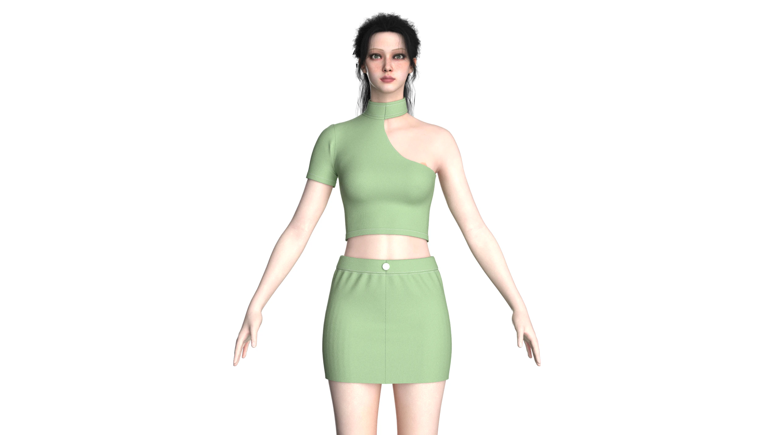 Girls Short Dress-Outfit V2 3D Model .c4d .max .obj .3ds .fbx .stl .blend