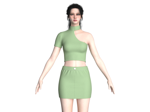 Girls Short Dress-Outfit V2 3D मॉडल