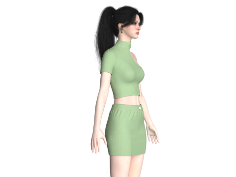 Girls Short Dress-Outfit V2 Modello 3D