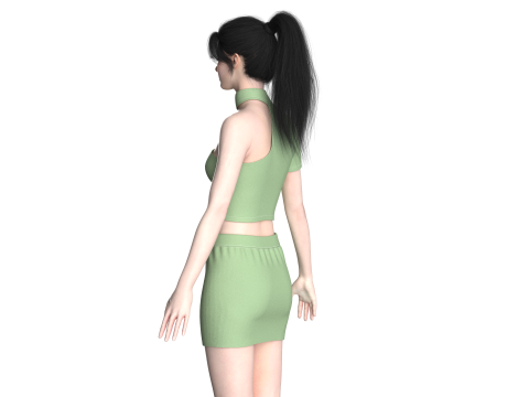 Girls Short Dress-Outfit V2 Modello 3D