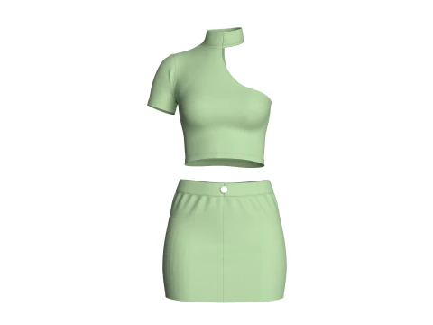 Girls Short Dress-Outfit V2 3D Model