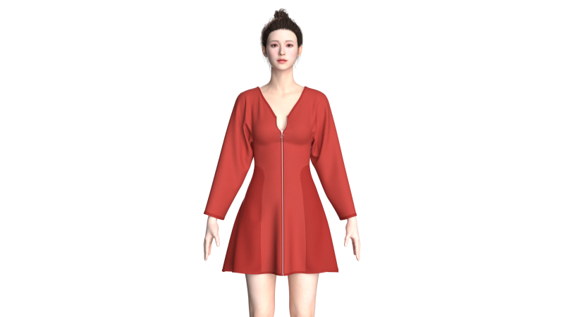 Girls Zipper Short Dress 3D Model .c4d .max .obj .3ds .fbx .stl .blend