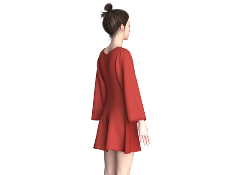 Girls Zipper Short Dress 3D Model