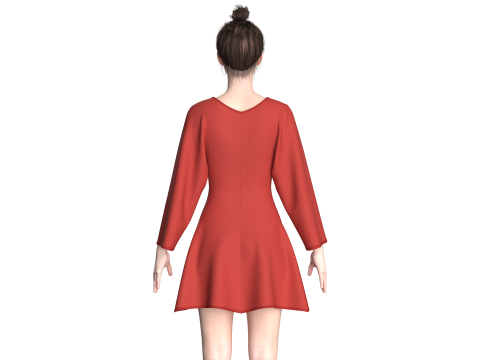 Girls Zipper Short Dress 3D Model