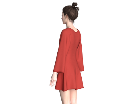 Girls Zipper Short Dress 3D Model