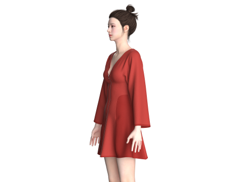 Girls Zipper Short Dress 3D Model