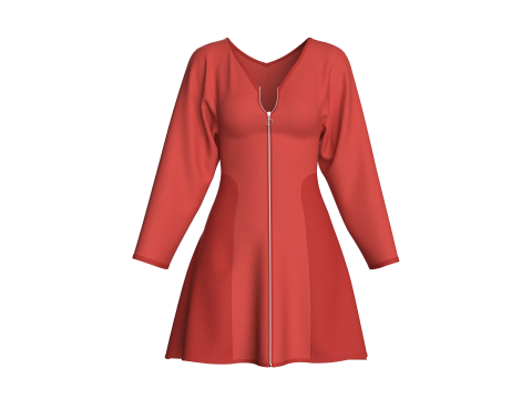 Girls Zipper Short Dress 3D Model