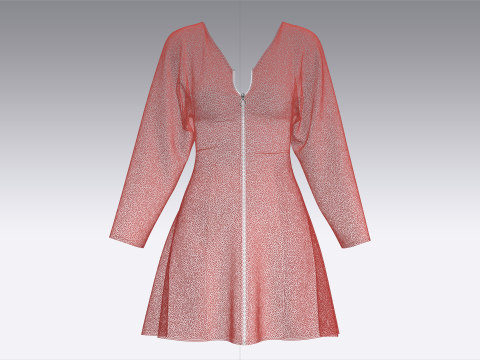 Girls Zipper Short Dress 3D Model