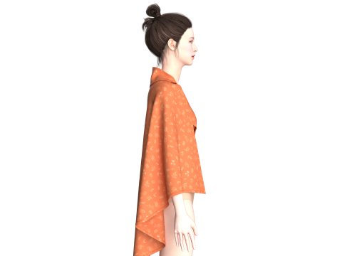 Girls Traditional Chinese Tops 3D Modell