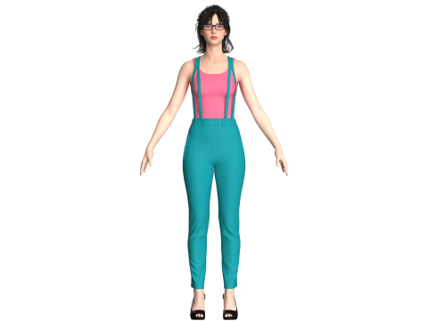 Girls Tank Top With Sweatpant 3D Modell