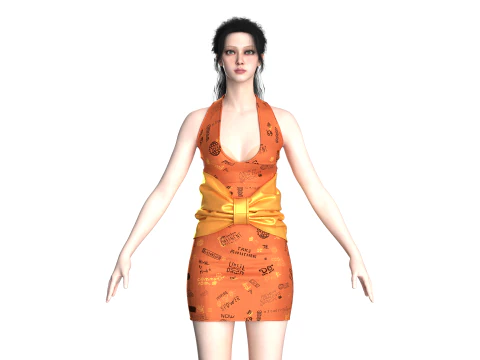 Vestido curto de festa para meninas Modelo 3D