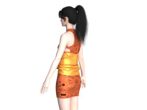Girls Short Party Dress 3D Model