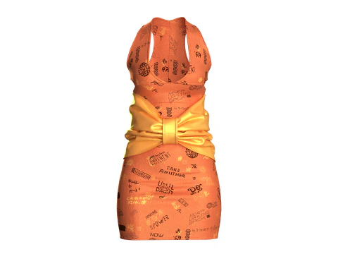 Girls Short Party Dress 3D Model