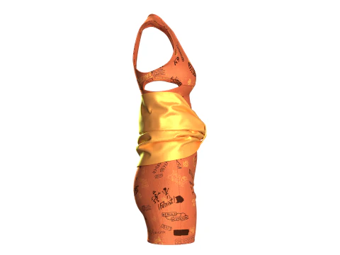 Girls Short Party Dress 3D Model