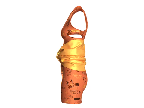 Girls Short Party Dress 3D Model