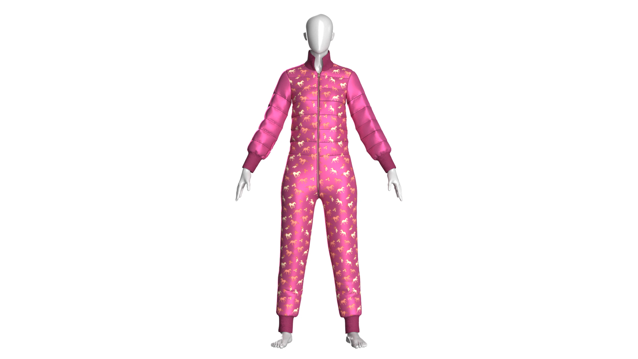 Girls Printed Jumpsuit 3D Model .c4d .max .obj .3ds .fbx .stl .blend 