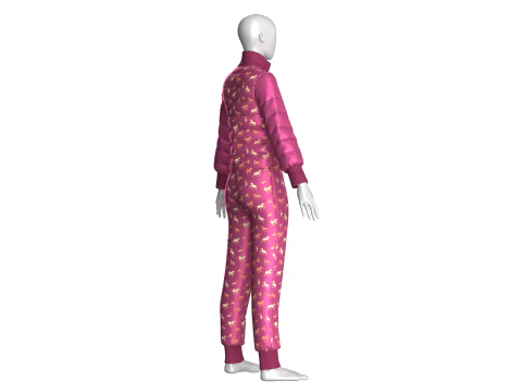 Girls Printed Jumpsuit 3D Model