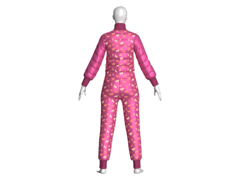 Girls Printed Jumpsuit 3D Model