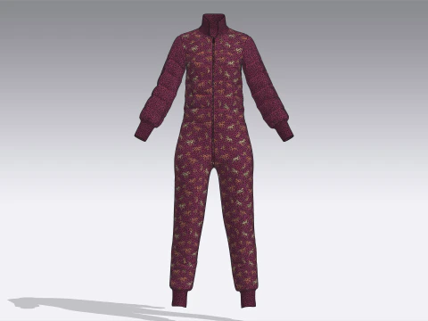 Girls Printed Jumpsuit 3D Model