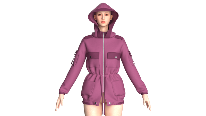 Girls Hooded Jacket V2 Modello 3D .c4d .max .obj .3ds .fbx .stl .blend