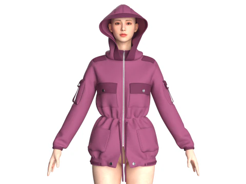 Jaqueta com capuz para meninas V2 Modelo 3D