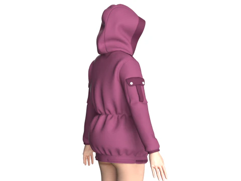 Girls Hooded Jacket V2 3D Model