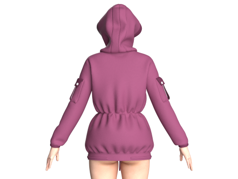 Girls Hooded Jacket V2 Modello 3D