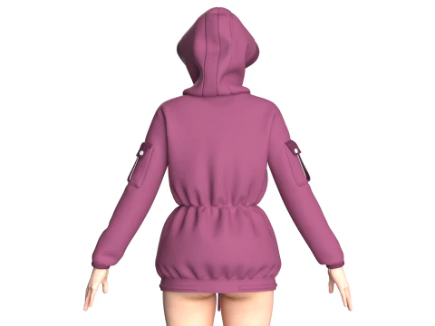 Girls Hooded Jacket V2 3D Model