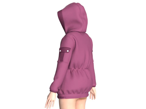 Girls Hooded Jacket V2 3D Model