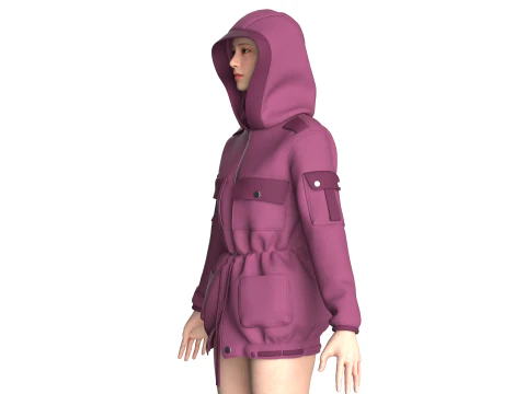 Girls Hooded Jacket V2 3D Model