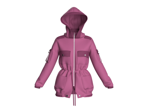 Girls Hooded Jacket V2 Modello 3D