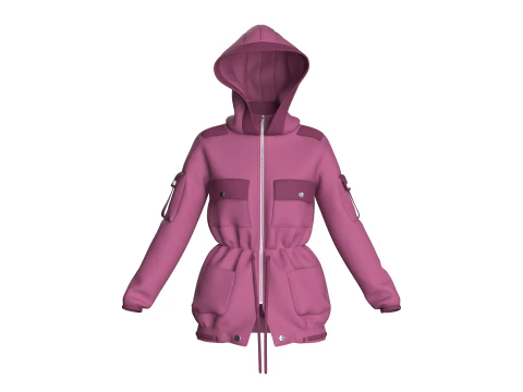 Girls Hooded Jacket V2 3D Model