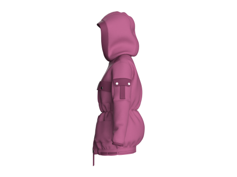 Girls Hooded Jacket V2 Modello 3D