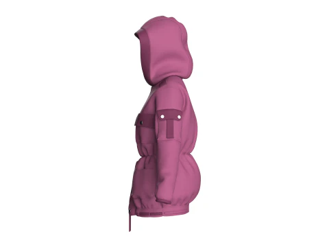 Girls Hooded Jacket V2 3D Model