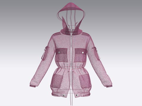 Girls Hooded Jacket V2 Modello 3D