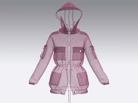 Girls Hooded Jacket V2 3D Model