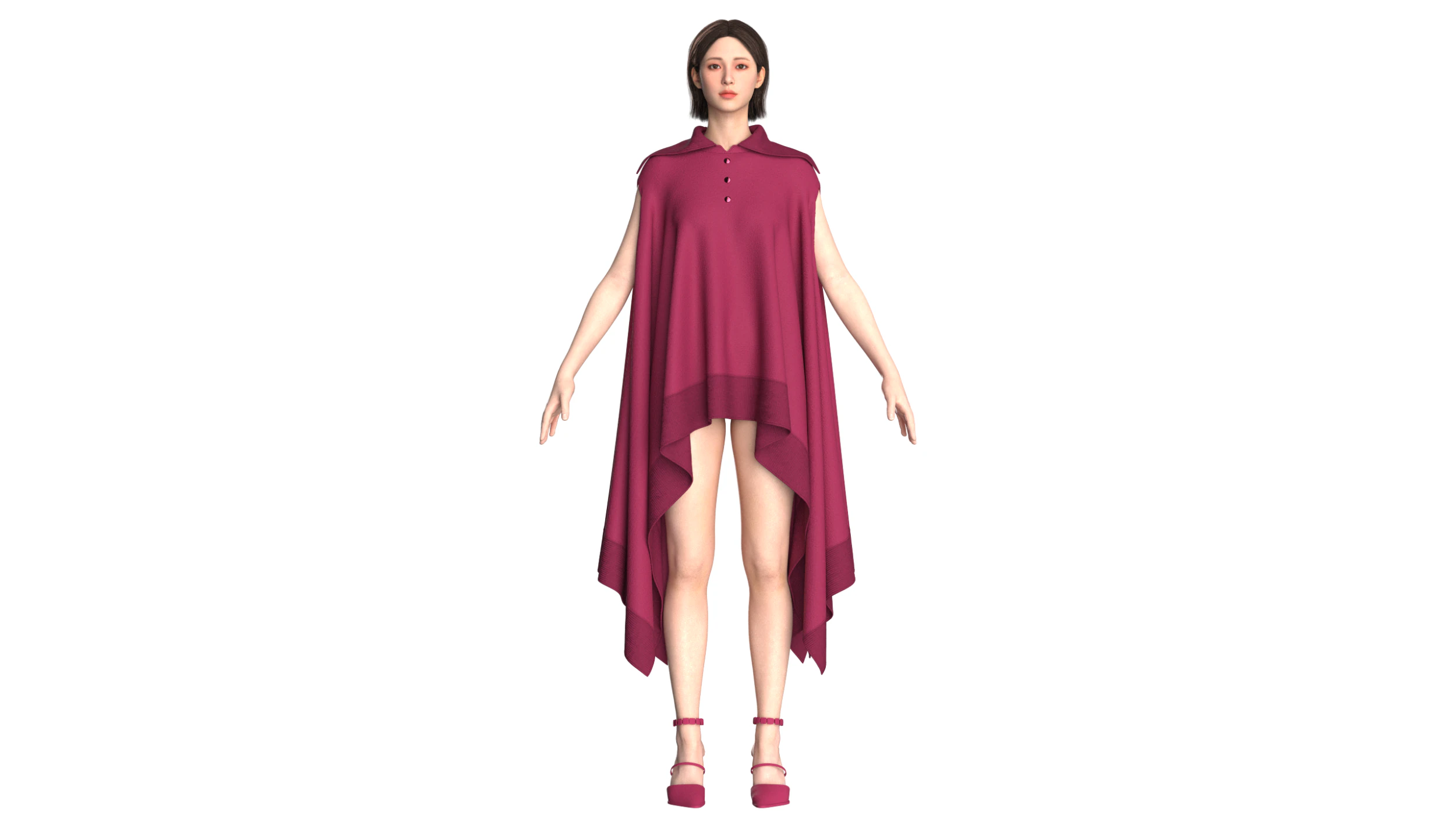 Girls Cape Dress V11 3D Model .c4d .max .obj .3ds .fbx .stl .blend 