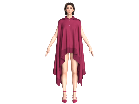 Girls Cope Dress V11 3D Modell