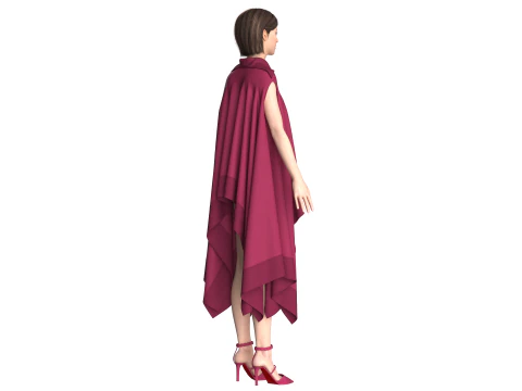 Girls Cape Dress V11 3D Model