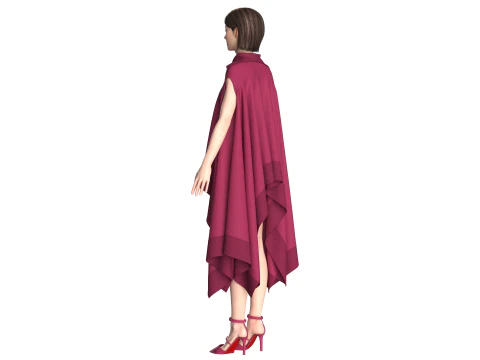 Girls Cape Dress V11 3D Model