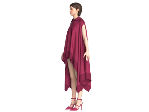 Girls Cape Dress V11 3D Model