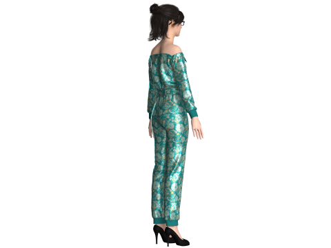 Girls Printed Jumpsuit V2 3D Model