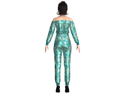 Girls Printed Jumpsuit V2 3D Model