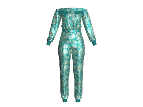 Girls Printed Jumpsuit V2 3D Model