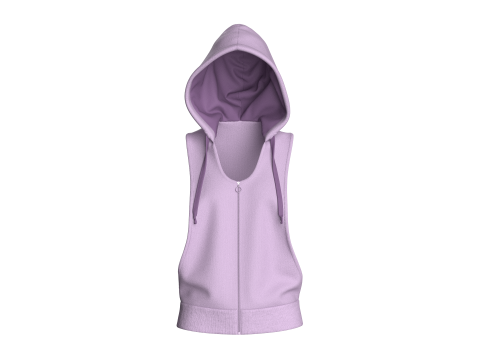 Girls Sleeveless Hoodie Modello 3D