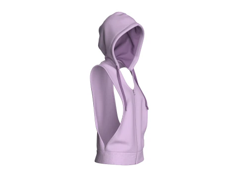Girls Sleeveless Hoodie 3D Model