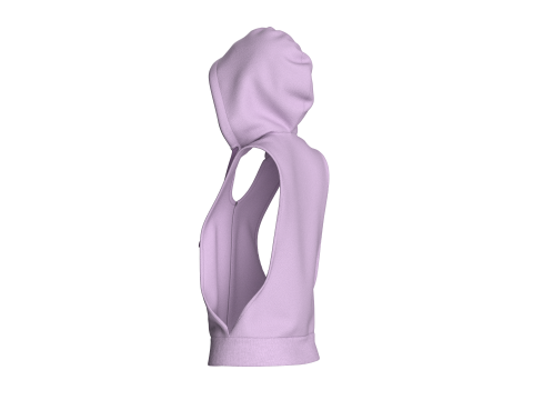 Girls Sleeveless Hoodie Modello 3D