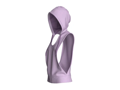 Girls Sleeveless Hoodie 3D Model